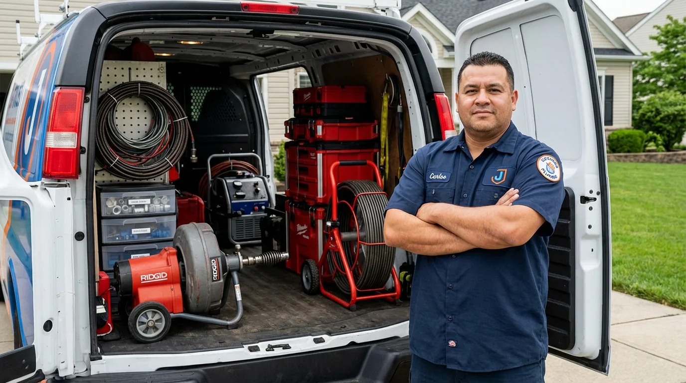 Professional drain cleaning equipment and Johns Plumbing LLC plumber in Muskegon